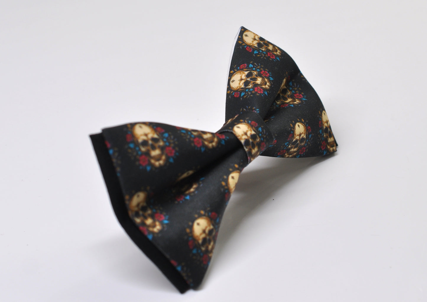 Halloween Bow Tie – Gold Skeleton Skulls – Black Handmade Bowtie for Party Costume Men / Youth / Boy Kids / Toddler Baby Infant