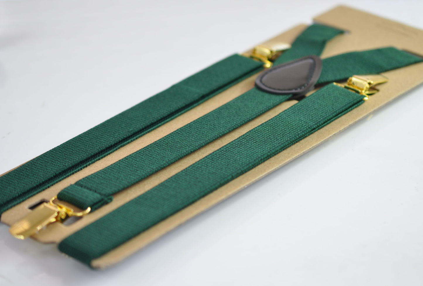 Dark Emerald Green 25MM Elastic Y-Back Suspenders Braces Gold Golden Metal Clips for Men Adult / Youth / Kids Boy /Toddler Baby Infant