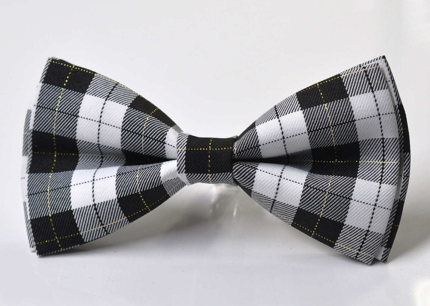 Black Gray White Gold Plaid Classic Checkered Formal Tartan Bow tie Bowtie Baby infant Toddler / Boy Kids / Youth / Adult Men