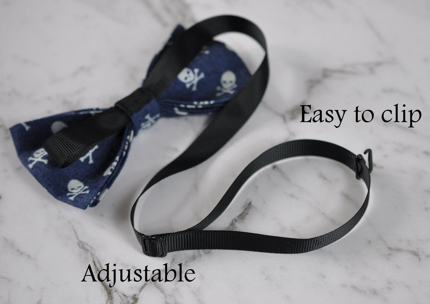 Men Women Navy Blue Skull Skulls Pattern Denim Punk Style Fashion Bow Tie Bowtie Party Halloween Costume