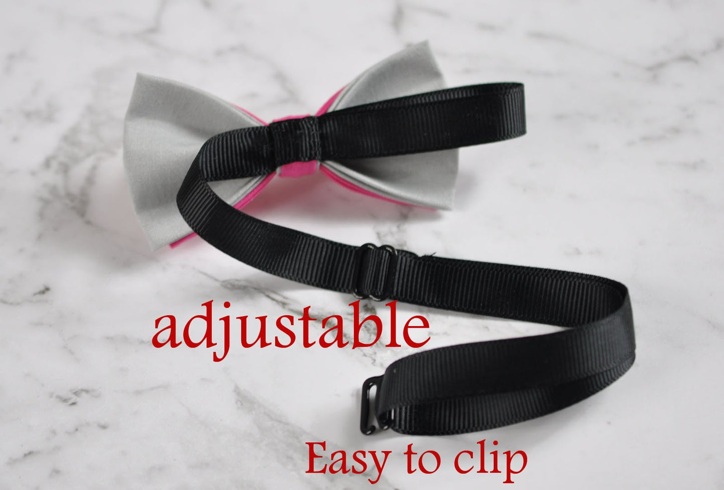 Men Women Hot Pink and Grey Gray 2 Layers 100% Cotton Hand Made Groomsmen Bowtie Bow Tie Wedding Ball Party