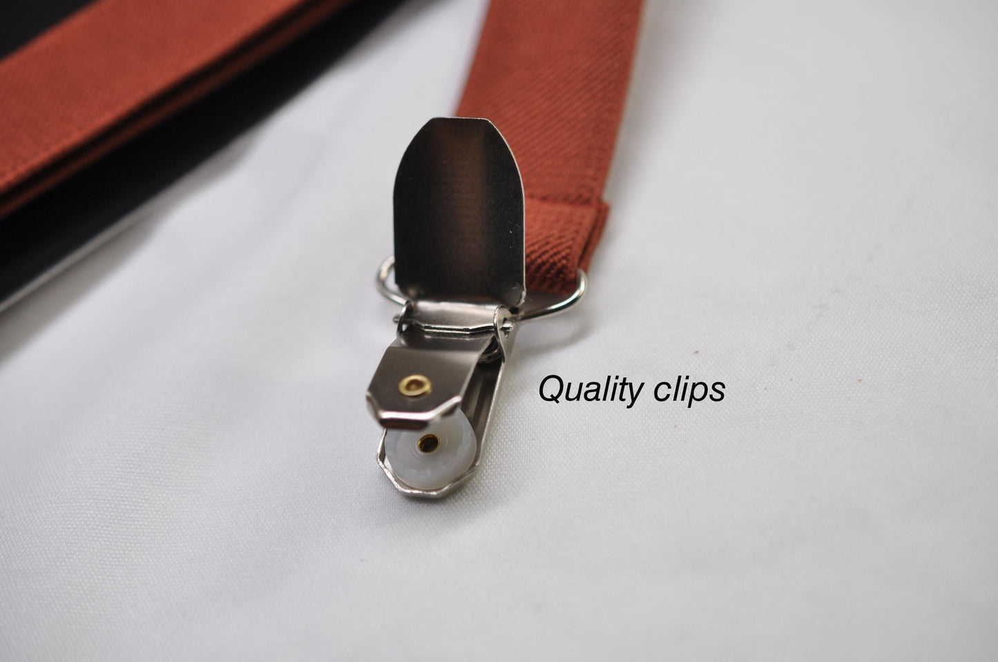 Rust Terracotta Brown Black Cotton Bow tie Bowtie + Rust Suspenders Braces Men / Youth / Boys Kids / Baby Infant Toddler