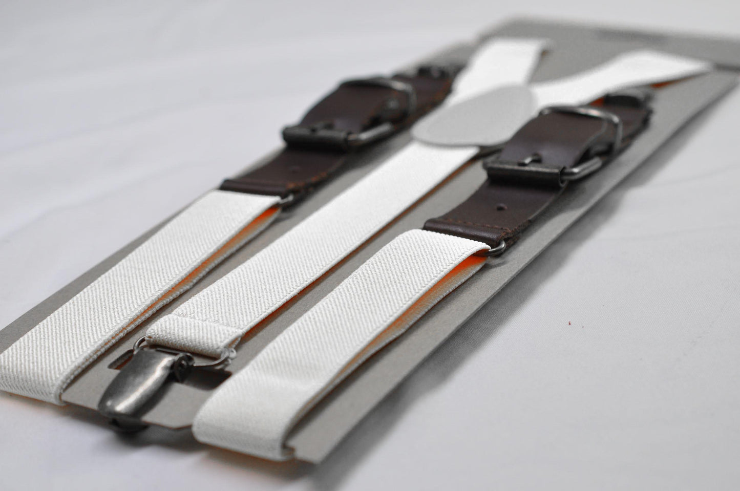 White and Coffee Faux Leather Adjustable Suspenders Braces for Men Adult / Youth Teenage / Boy Kids / Infant Toddler Baby