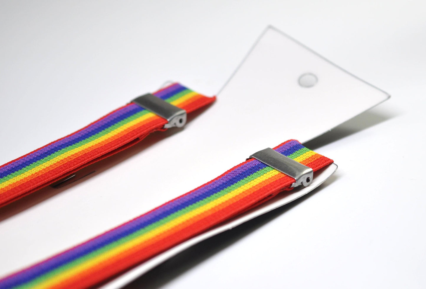 Rainbow 25MM Elastic Y-Back Suspenders Braces Silver Metal Clips for Men Adult / Youth Teenage / Kids Boy /Toddler Baby Infant