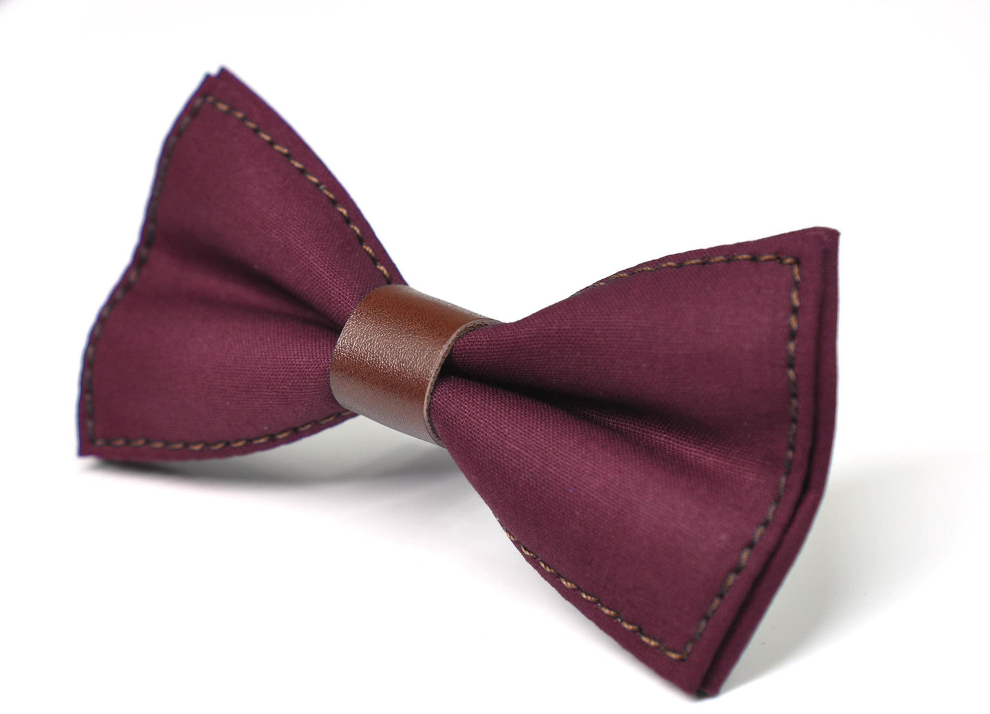 Burgundy Wine Red Brown Faux Leather Bow tie + Matched Faux Leather Suspenders Braces Baby infant Toddler / Boy Kids / Youth Teenage / Men