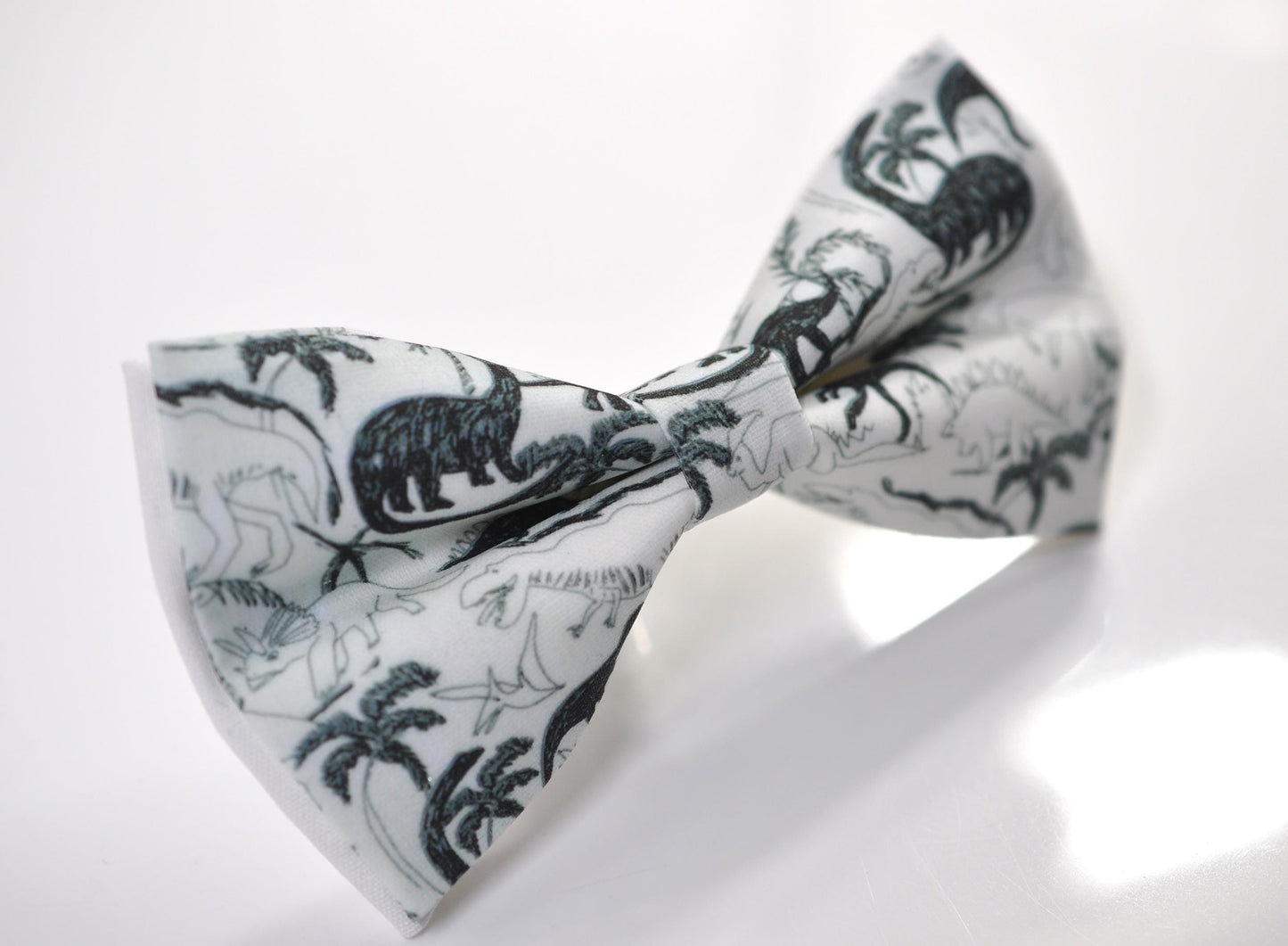 White Black Dinosaur Pretied Bow tie Bowtie with Fun Jurassic Dino Print for Men / Youth / Boy Kids / Toddler Baby Infant