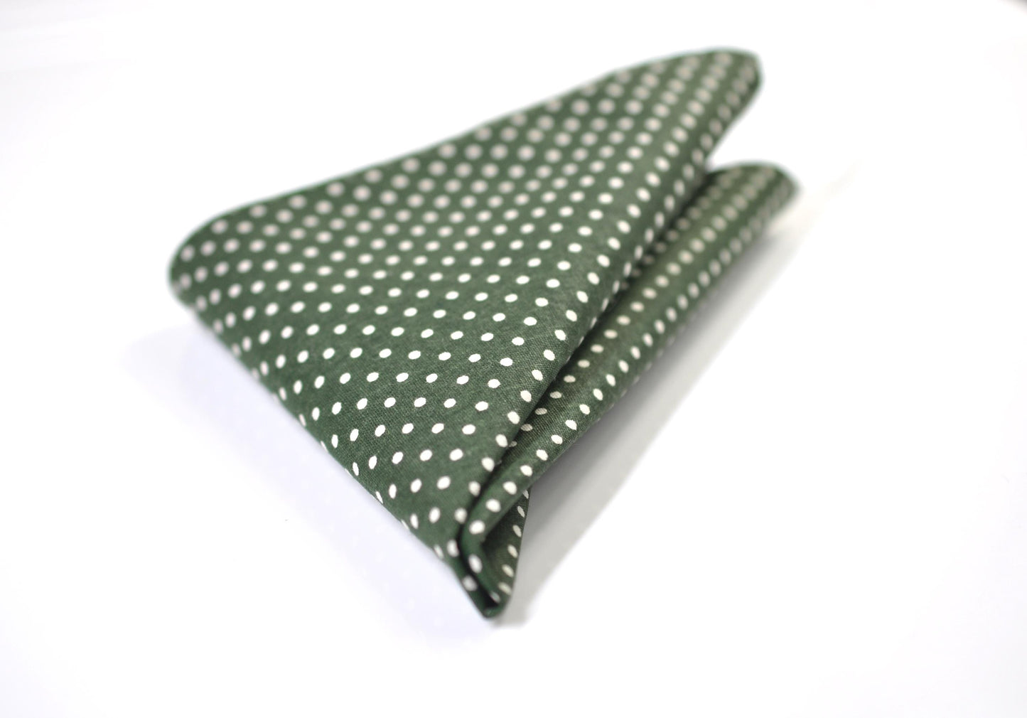 White Polka Dots Handkerchief Green Pocket Square Formal Suit Accessory Wedding, Party, Business Men / Youth/ Boy Kids / Baby Infant Toddler