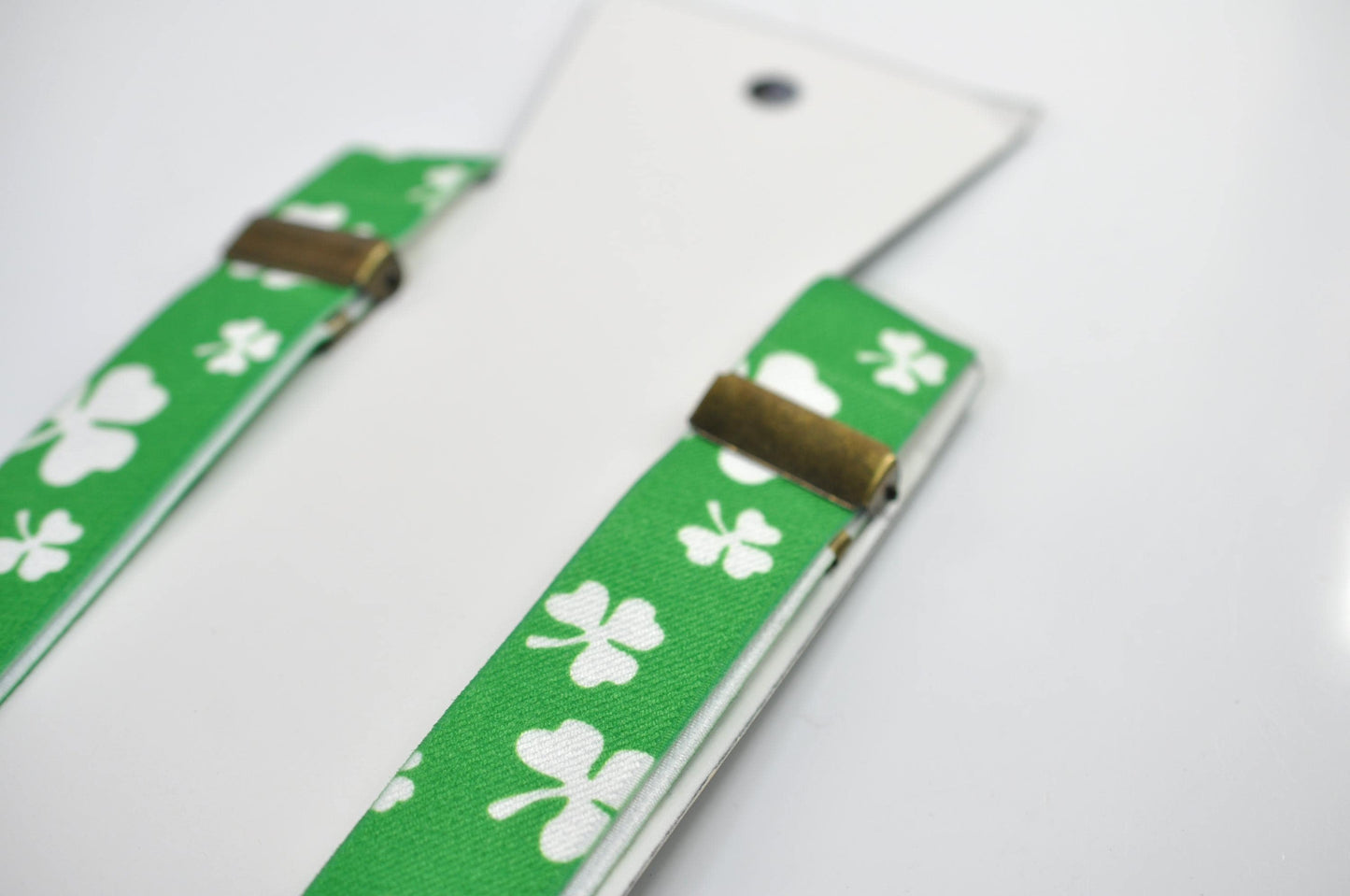 Happy St Patrick’s Day Green White Clover Four-leaf Clovers 25MM Y-Back Suspenders Braces for Men / Youth/ Kids Boy /Toddler Baby Infant