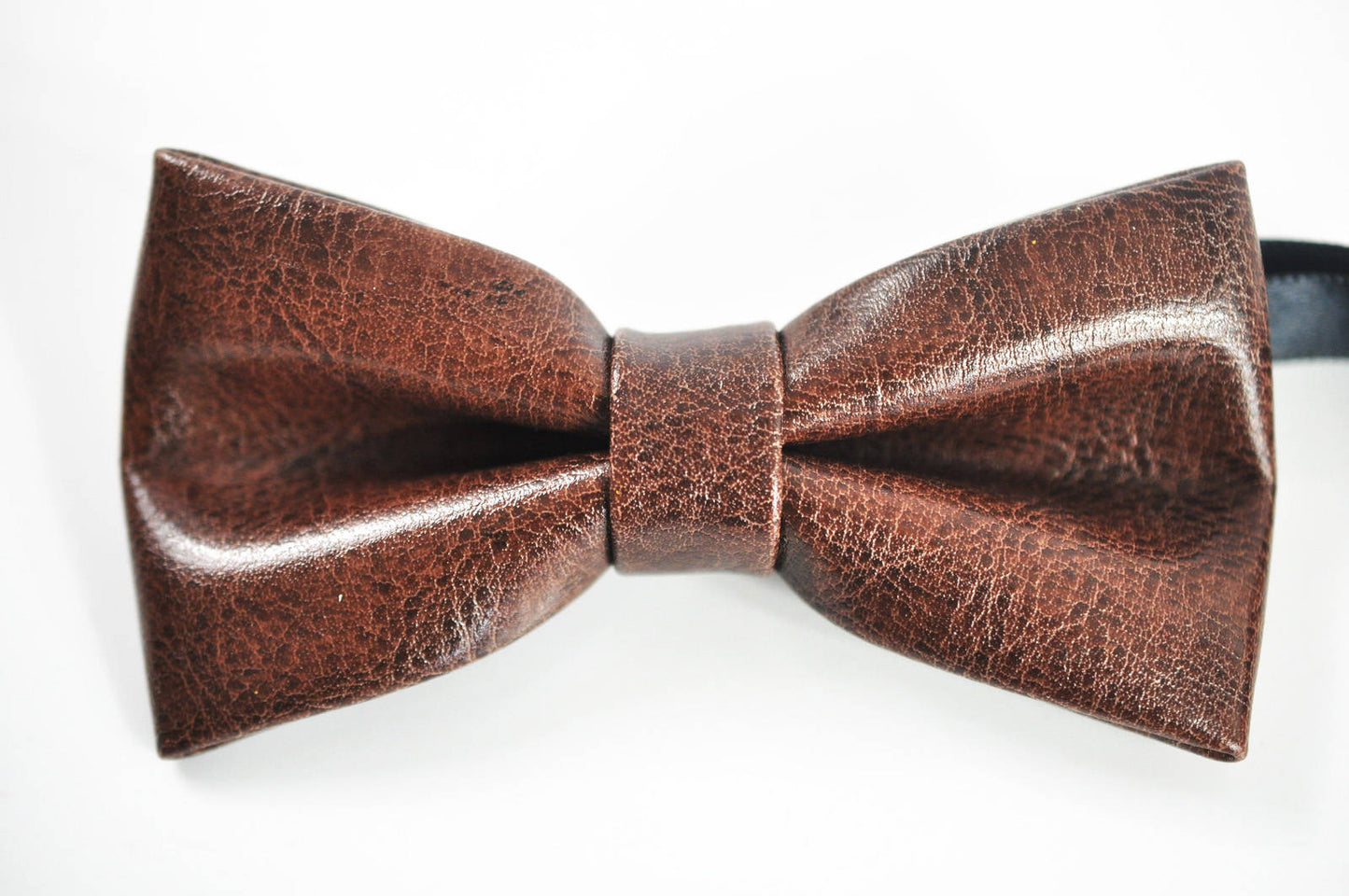 New Men Coffee Brown Classical PVC Solid Shining Leather Bow Tie Wedding Party