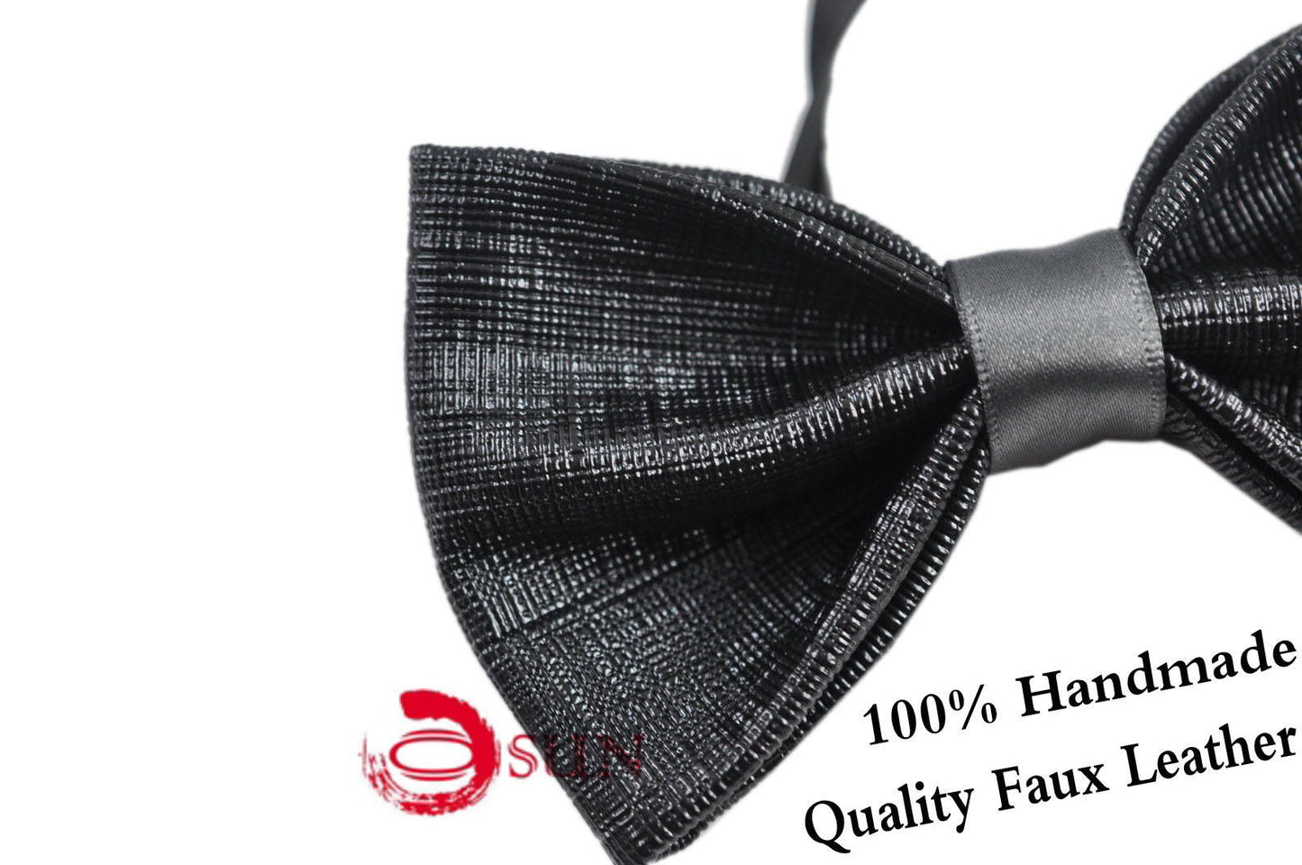 Mens PVC Faux Leather Black Fashion Bright Shining Bow Tie Bowties Wedding Party