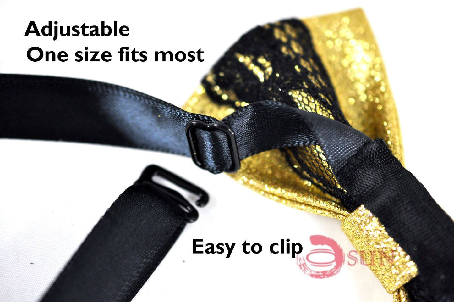 Mens Fashion PVC Leather Black Lace Gold Shining Bow Tie Bowties Wedding Party
