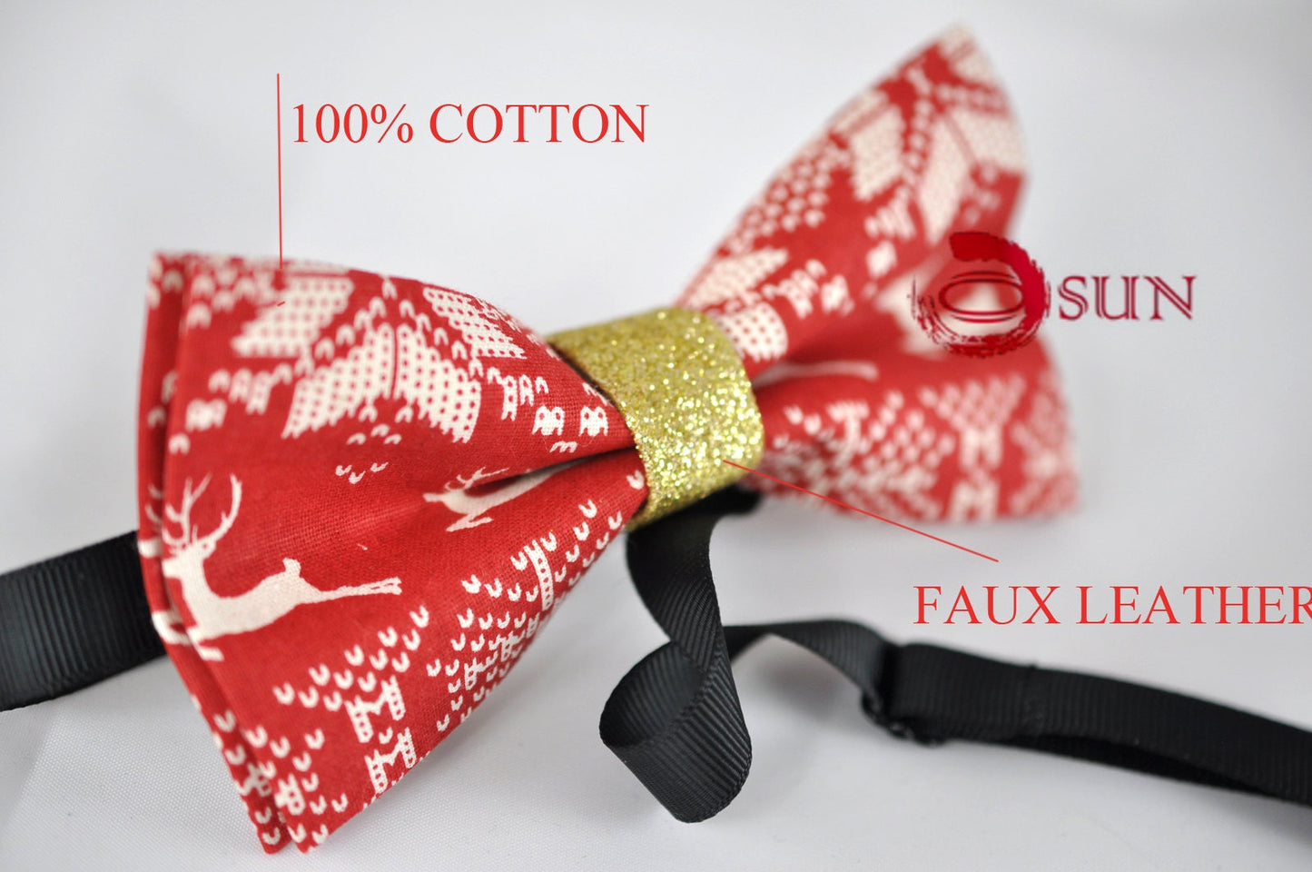 Men Women 100% Cotton Xmas Christmas Elk Deer RED Bow Tie Bowtie Party Wedding