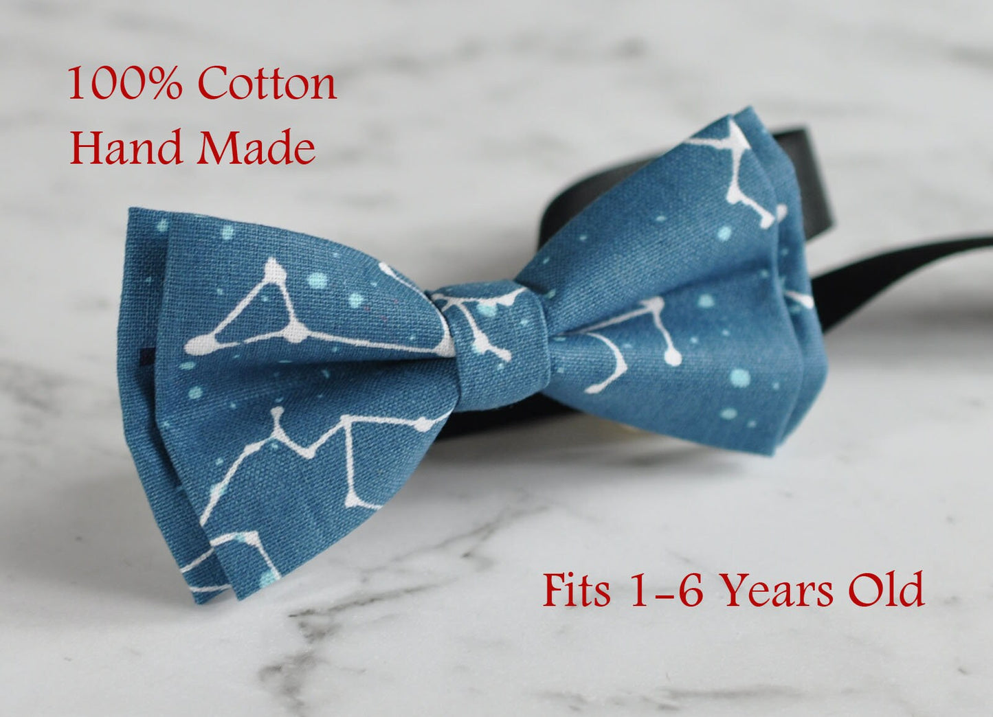 Boy Kids Baby Infant Children Stars Constellation Map Cotton Blue Bow Tie Bowtie 1-6 Years Old Wedding Party