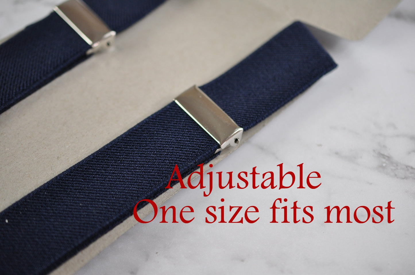 Navy Blue Clip-on Braces Elastic Suspenders + Navy Blue white Stars Bow Ties for Baby Infant / Boy Kids Toddler / Youth Teenage / Adult