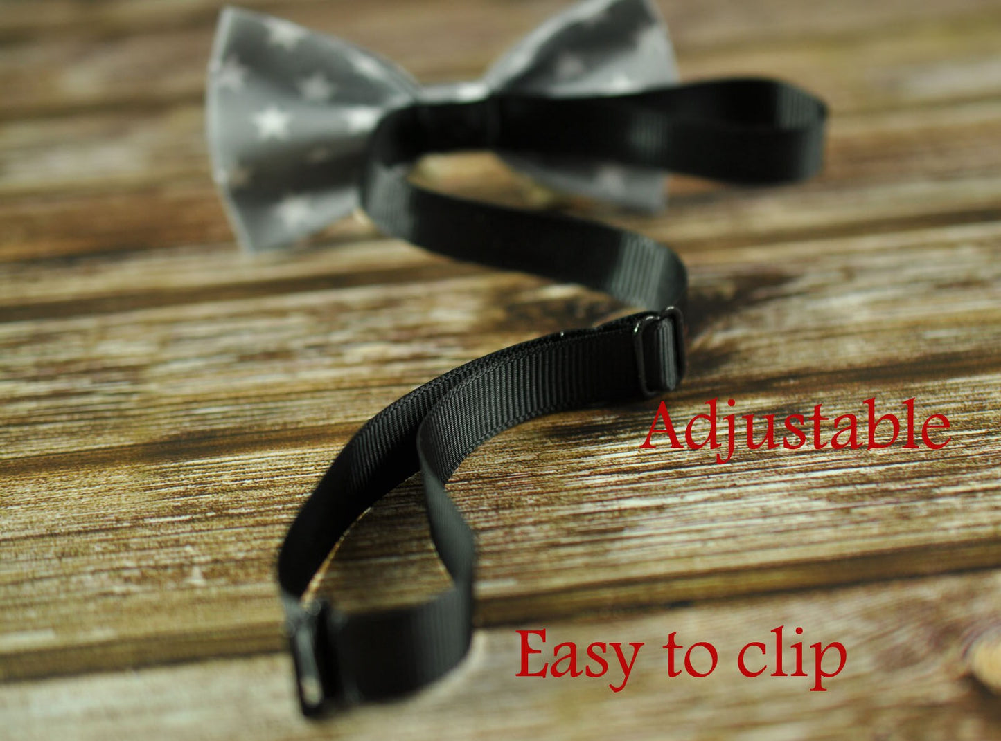 Men Women 100% Cotton Grey Gray White Stars Pattern Craft Bow Tie Bowtie Wedding Party
