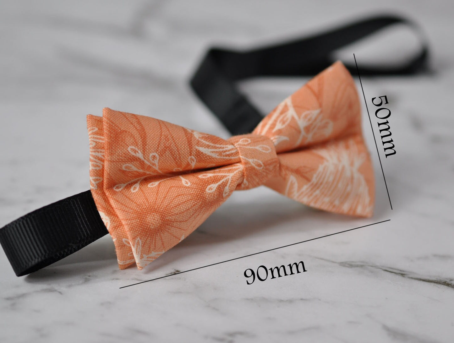 Boy Kids Baby NOUVEAU MEADOW TOILLE Pattern 100% Cotton Easter Orange Peach Bow Tie Bowtie 1-6 Years Old