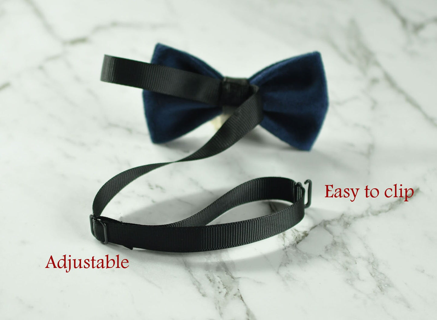Navy Blue Velvet Bow Tie Bowtie and Brown Faux Leather Adjustable Suspenders Braces Sets FOR Baby Infant / Boy Kids / Youth Teenage