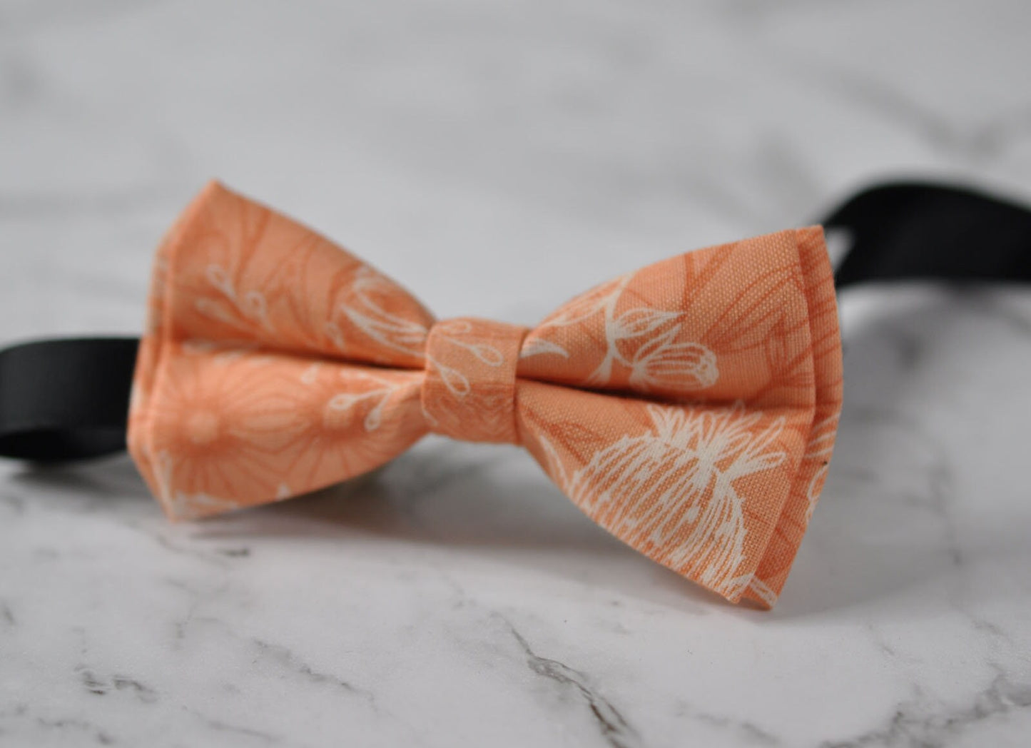 Boy Kids Baby NOUVEAU MEADOW TOILLE Pattern 100% Cotton Easter Orange Peach Bow Tie Bowtie 1-6 Years Old