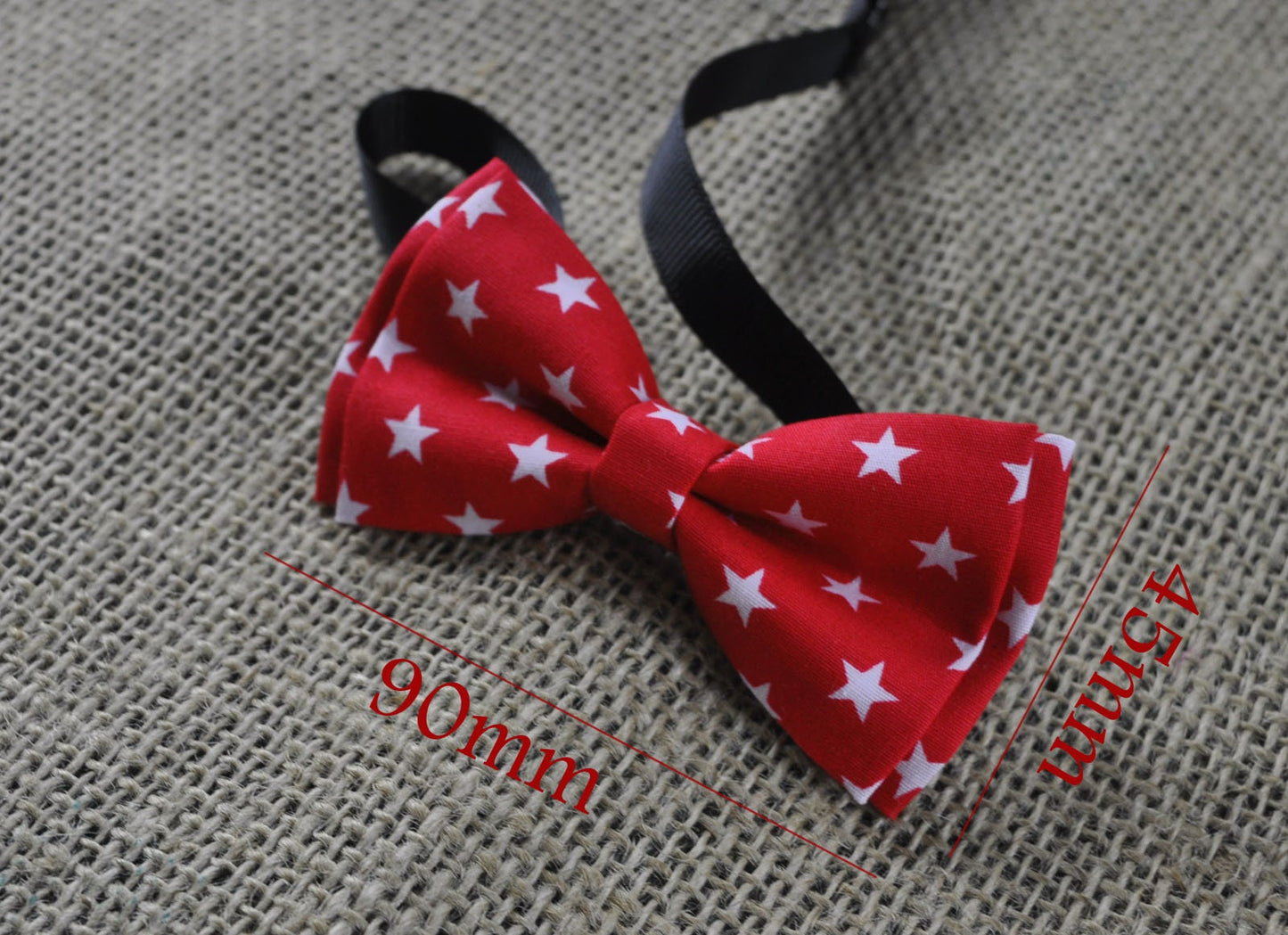 BOY KIDS Baby Infant Red Clip-on Braces Elastic Suspenders + 100% Cotton Red White Stars Bowtie Bow Ties Fits 1-6 Years Old