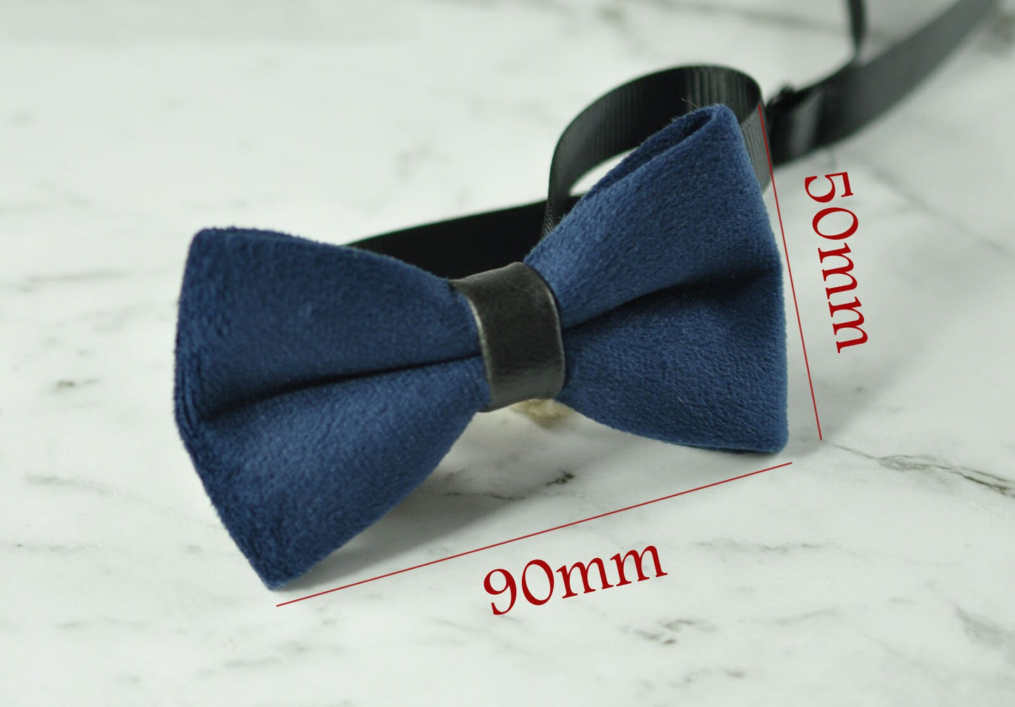 Navy Blue Velvet Bow Tie Bowtie and Brown Faux Leather Adjustable Suspenders Braces Sets FOR Baby Infant / Boy Kids / Youth Teenage