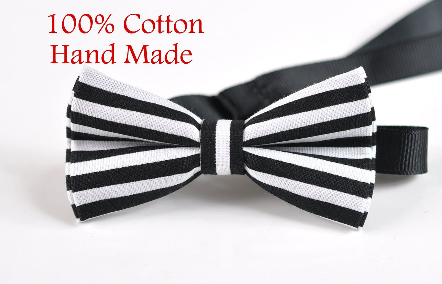 Boy Kids Page Boy ELEMENTS STRIPE BLACK Stripes Pattern Cotton Bow Tie + White Suspenders Braces Set Fits 1-6 Years Old Wedding Party
