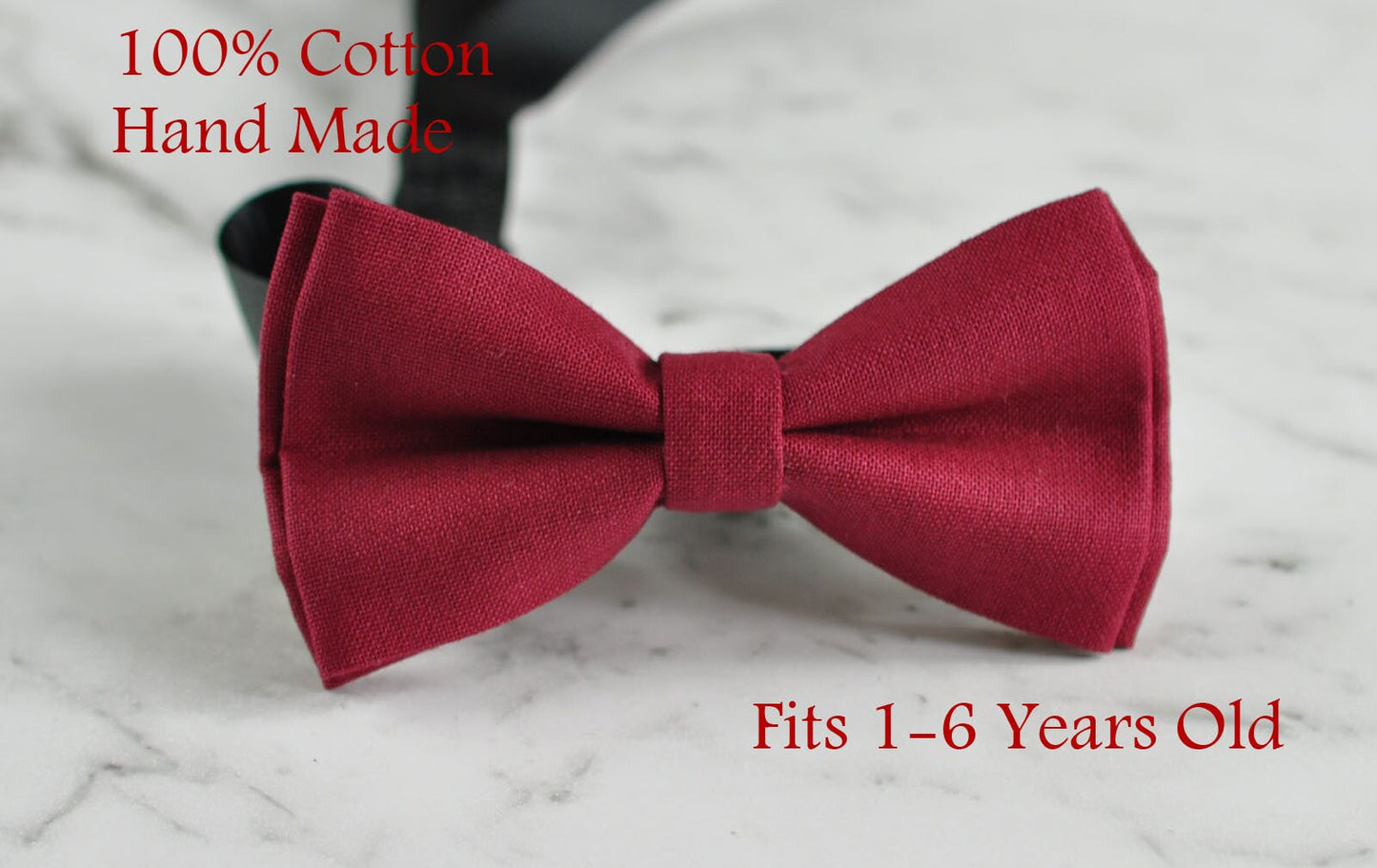 BOY KIDS Baby Infant Burgundy Rumba Red Clip-on Braces Elastic Suspenders + 100% Cotton Rumba Red Solid Bowtie Bow Ties Fits 1-6 Years Old