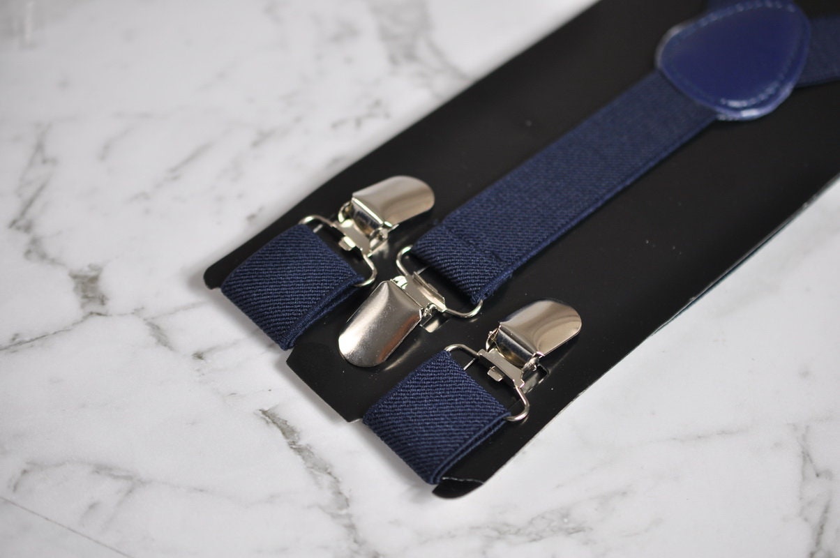 Navy Blue Adjustable Elastic Suspenders Braces for Men Adult / Youth Teenage / Kids Boy /Toddler Baby Infant