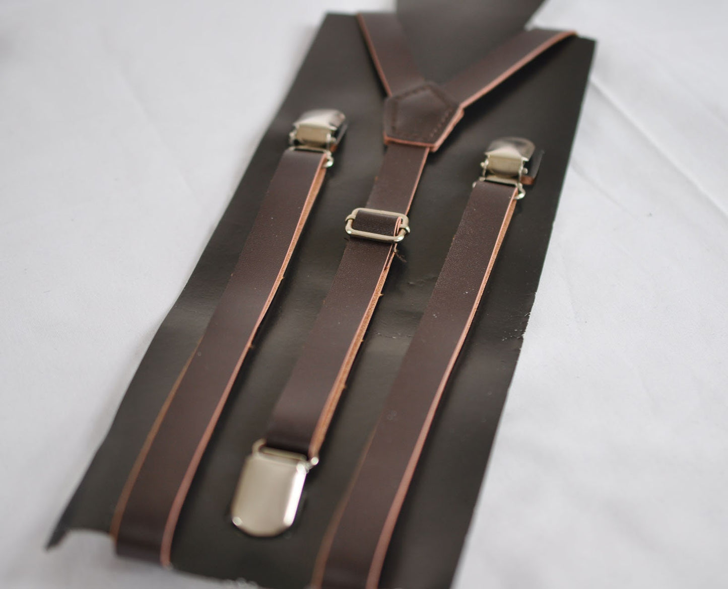 Kids Page Boy Baby Toddler Infant Coffee Deep Brown Cotton Bow tie + Coffee 15mm Faux Leather Suspenders Braces Wedding Fits 1-6 Years Old