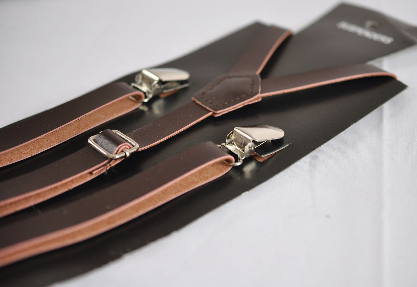Kids Page Boy Baby Toddler Infant Coffee Deep Brown Cotton Bow tie + Coffee 15mm Faux Leather Suspenders Braces Wedding Fits 1-6 Years Old