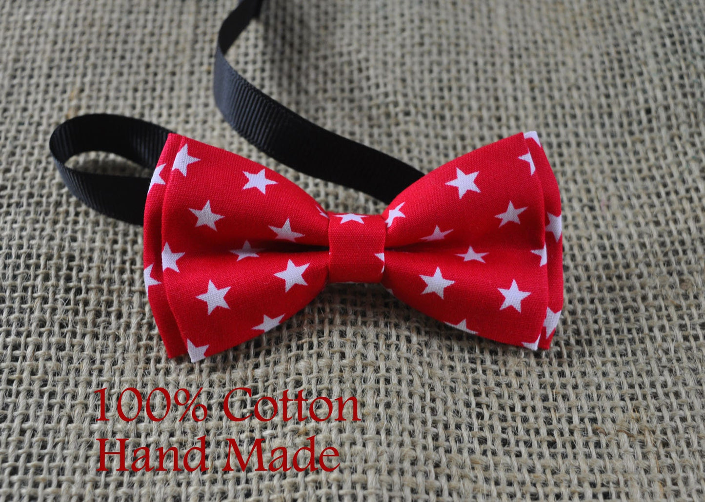 BOY KIDS Baby Infant Red Clip-on Braces Elastic Suspenders + 100% Cotton Red White Stars Bowtie Bow Ties Fits 1-6 Years Old