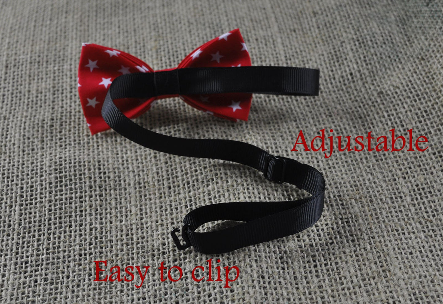 BOY KIDS Baby Infant Red Clip-on Braces Elastic Suspenders + 100% Cotton Red White Stars Bowtie Bow Ties Fits 1-6 Years Old