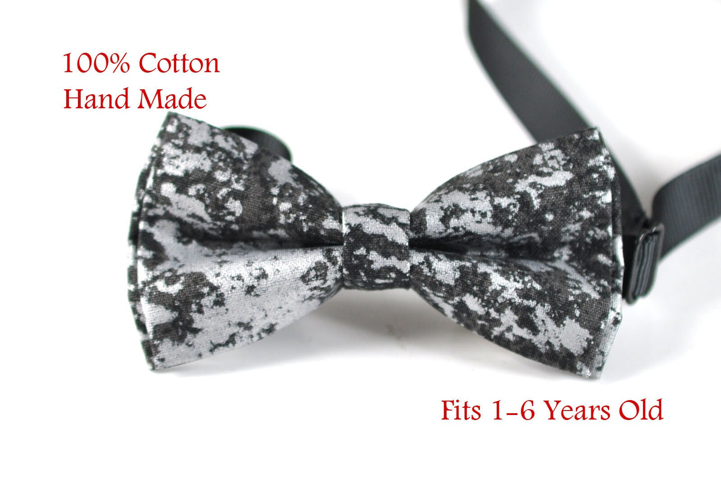 Boy Kids Baby Page Boy Children 100% Cotton Black Metallic Texture Crackle Pattern Bow Tie Bowtie Party Wedding 1-6 Years Old Wedding Party