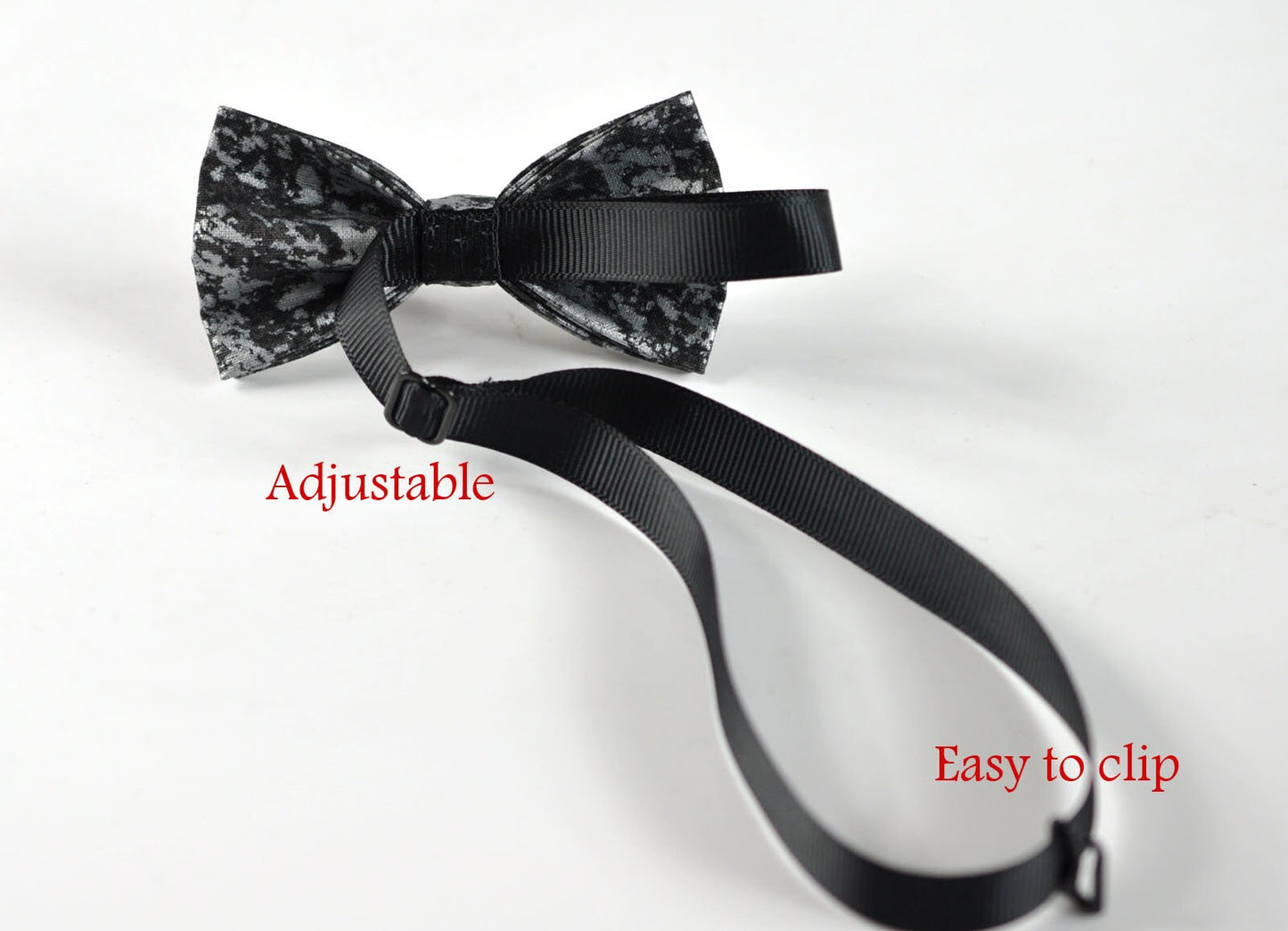 Boy Kids Page Boy Black Metallic Texture Crackle Pattern Cotton Bow Tie + Black Solid Suspenders Braces Set Fits 1-6 Years Old Wedding Party