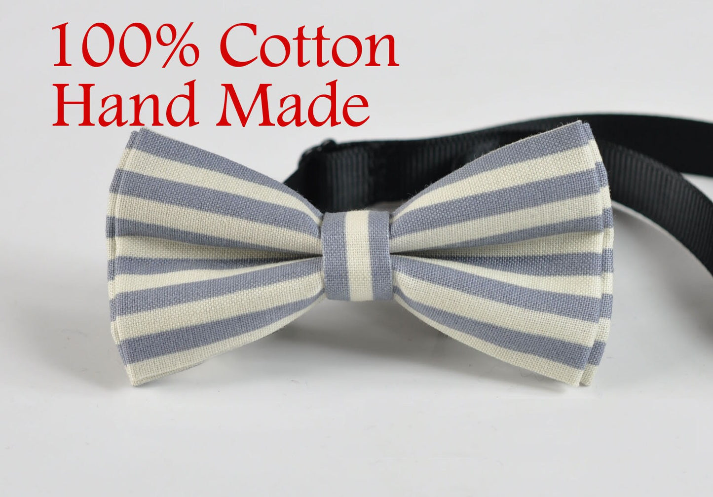 Boy Kids Page Boy ELEMENTS STRIPE GREY Stripes Pattern Cotton Bow Tie + Grey Solid Suspenders Braces Set Fits 1-6 Years Old Wedding Party