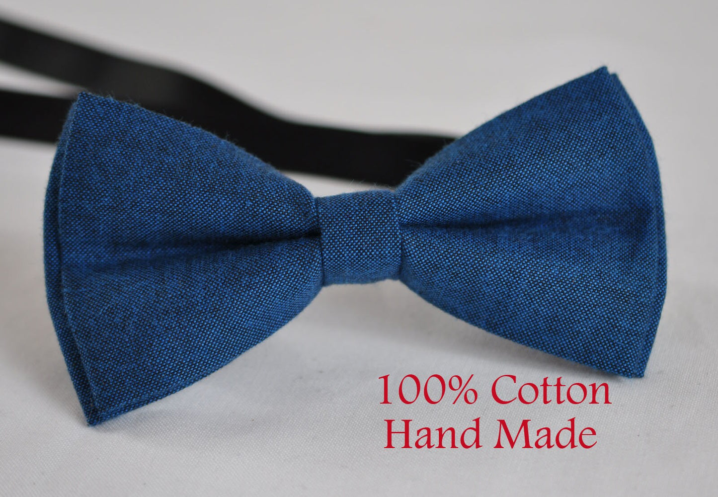 Father Son Match 100% Cotton Mottled Ink Petrol Blue 2 LAYERS with Lining Groomsmen Page boy Bow Tie Bowtie for Wedding Party