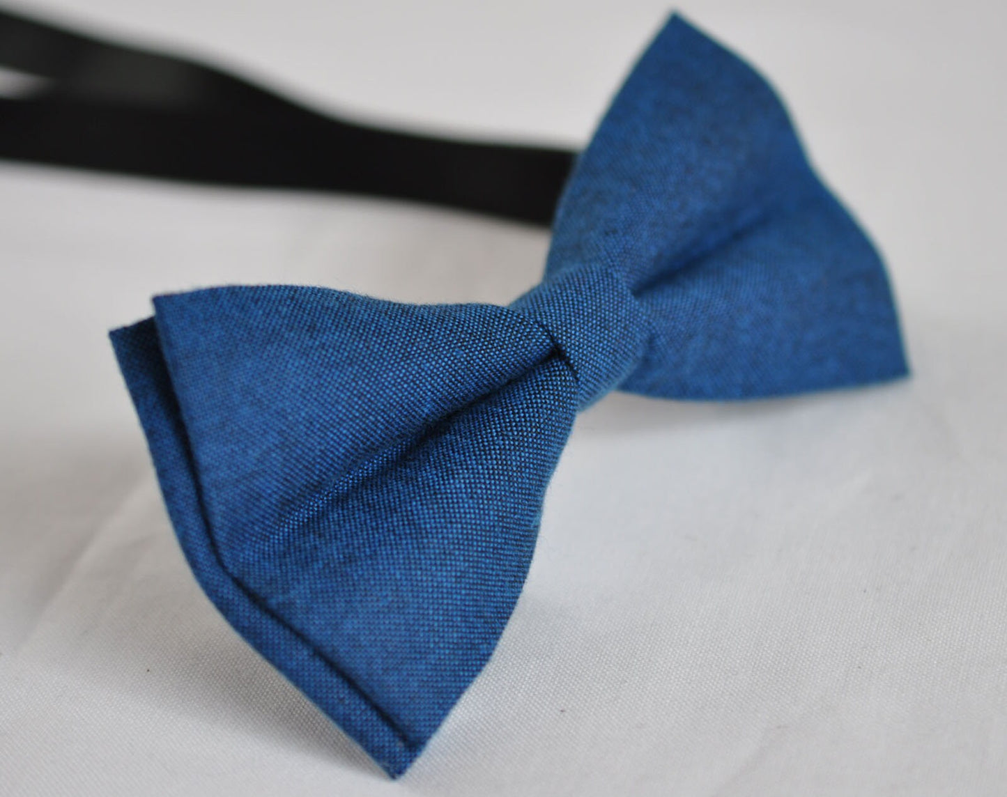 Father Son Match 100% Cotton Mottled Ink Petrol Blue 2 LAYERS with Lining Groomsmen Page boy Bow Tie Bowtie for Wedding Party
