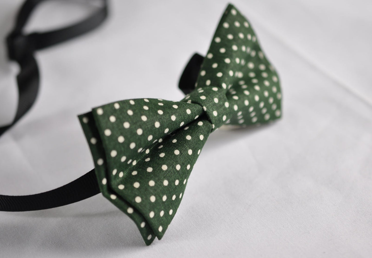 MEN Women Adult 100% Cotton Green with White Dots Spots & Stripes Pattern Craft Pretied Bow Tie Bowtie Wedding Party