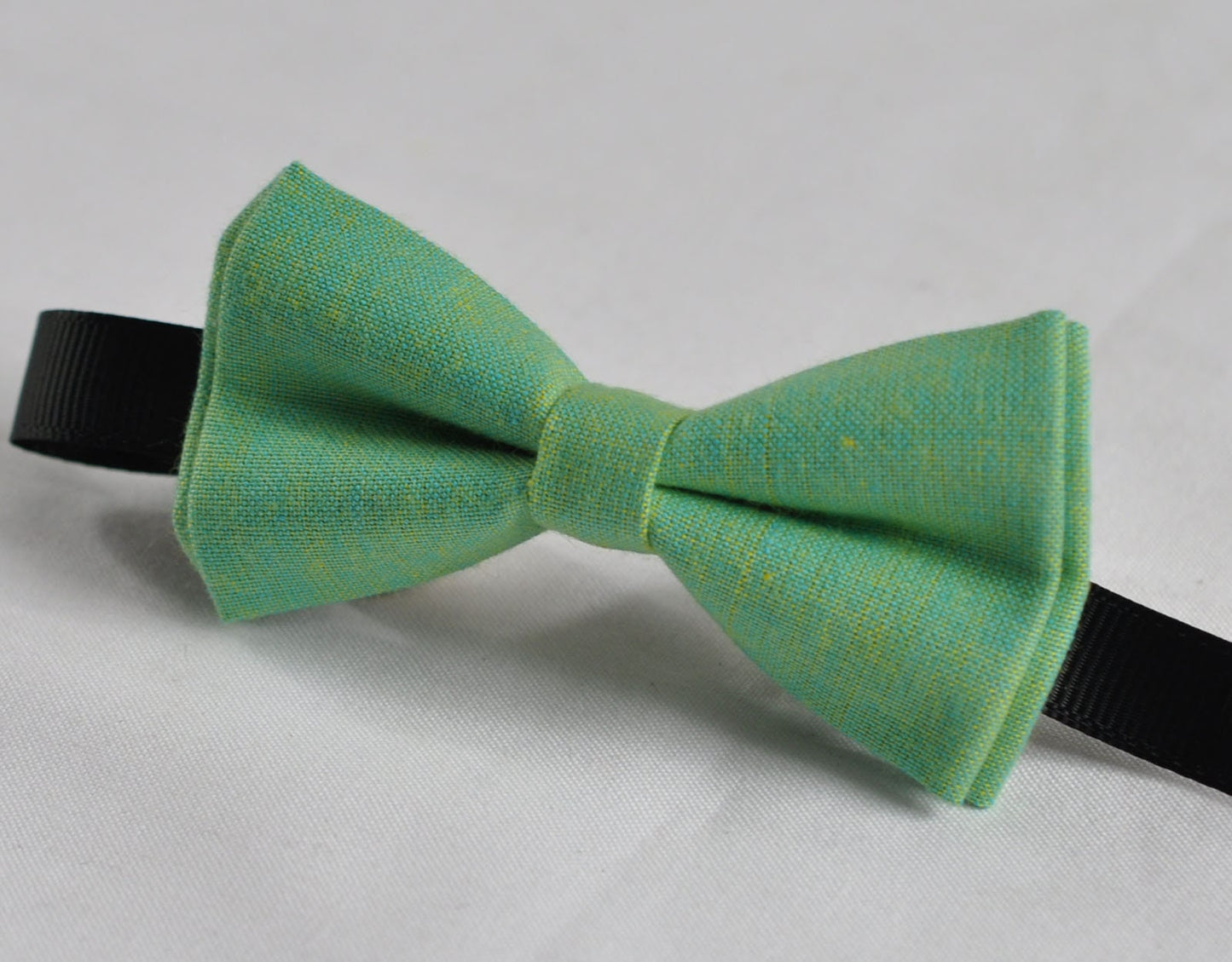 Father Son Match 100% Cotton Mottled Sunny Aqua Color 2 LAYERS with Lining Groomsmen Page boy Bow Tie Bowtie for Wedding Party