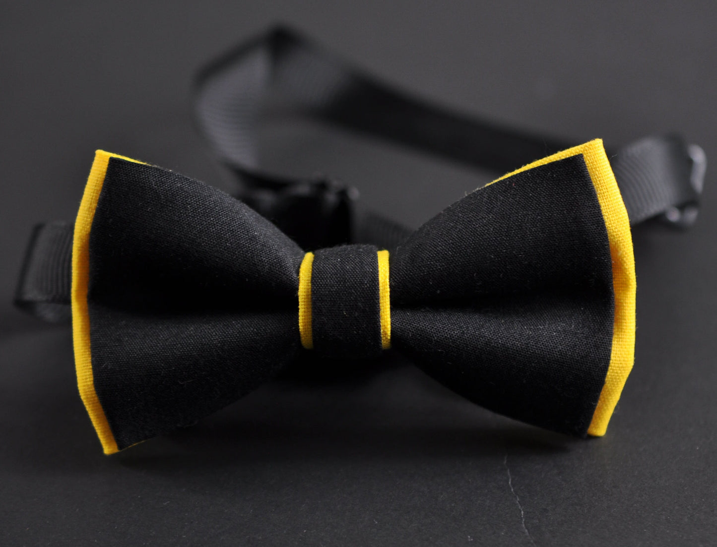 Black Yellow Cotton Bow tie bowtie and Black Elastic Golden clips suspenders Braces for Men / Youth Teenage / Boy Kids / Baby Infant toddler
