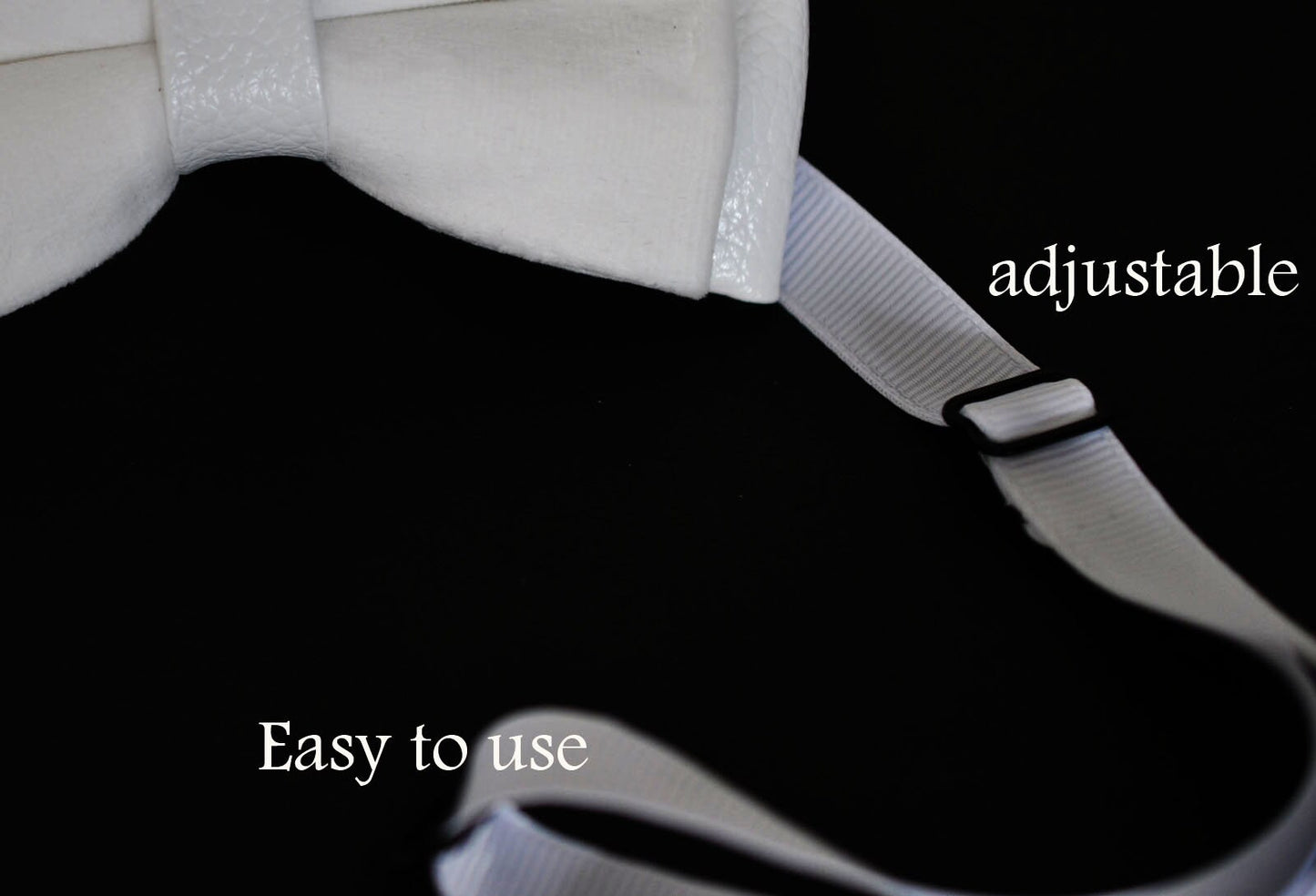 White PVC Faux Leather and Velvet 2 Layers Pretied Bow Tie BOWTIE Wedding Party for Men / Youth / Boy Kids / Baby Infant