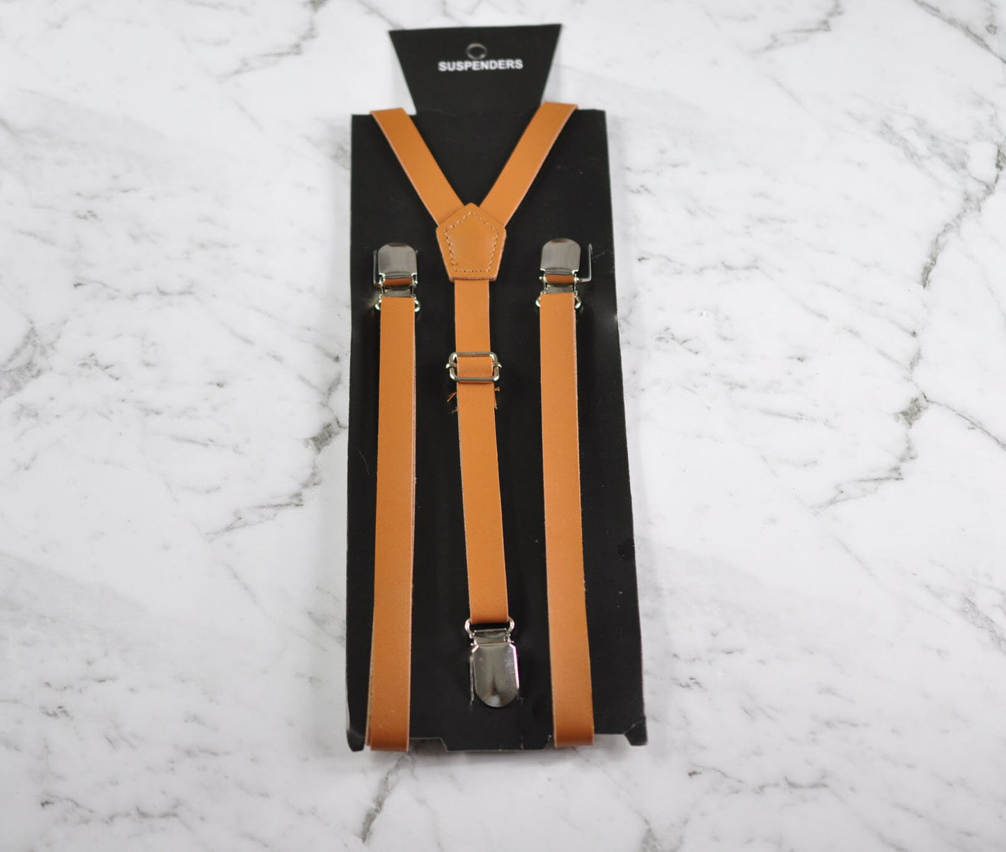 ELEMENTS STRIPE GREY Stripes Pattern Cotton Bow Tie + Tan Brown Faux Leathers Suspenders Braces for Baby infant / Kids Boy / Youth Teenage