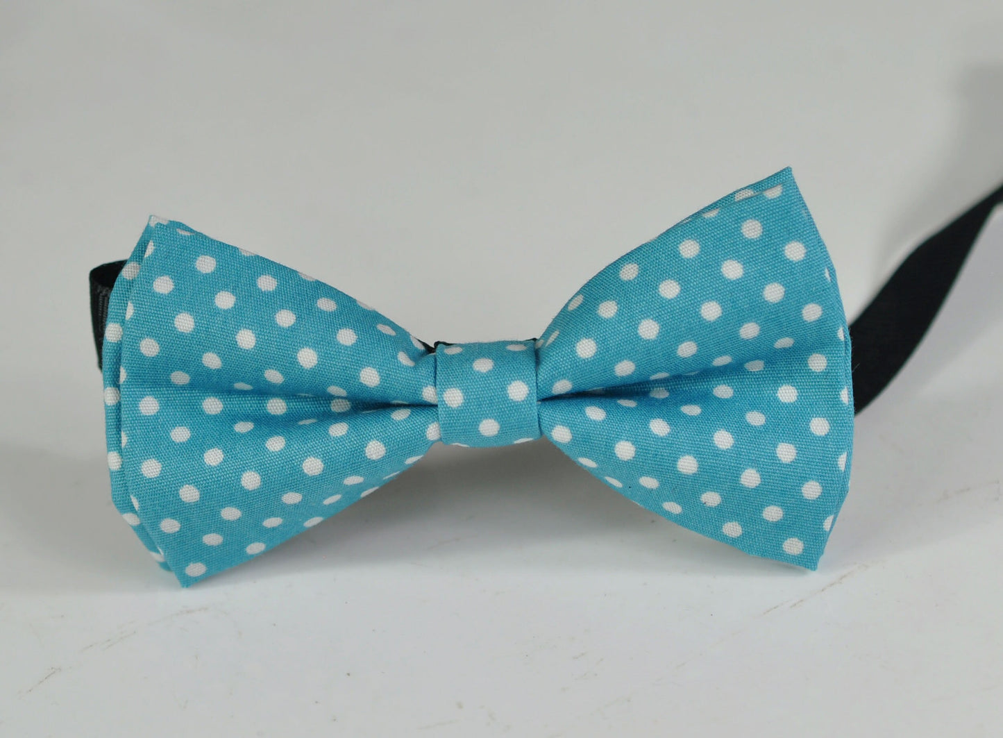 Spots & Stripes Coin Spot Dots Pattern Duck Egg Light Blue Cotton Bow tie for Baby infant Toddler /Page Boy Kids / Youth Teenage / Adult Men