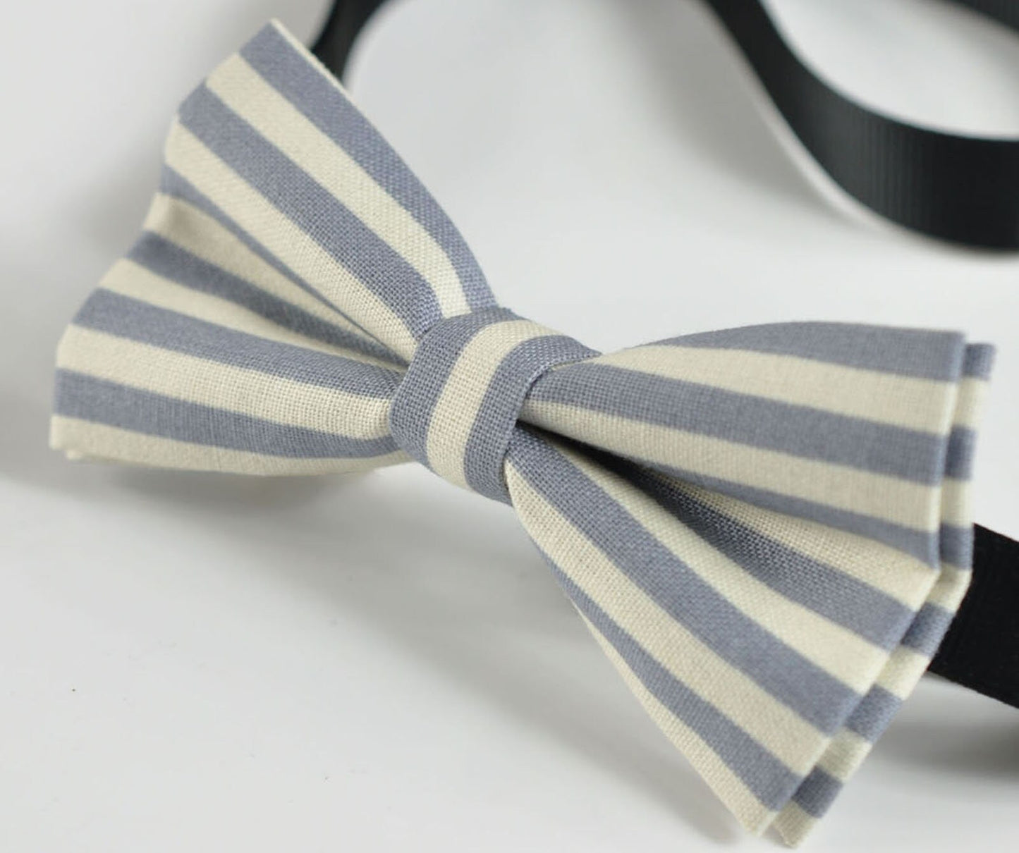 ELEMENTS STRIPE GREY Stripes Pattern Cotton Bow Tie + Tan Brown Faux Leathers Suspenders Braces for Baby infant / Kids Boy / Youth Teenage