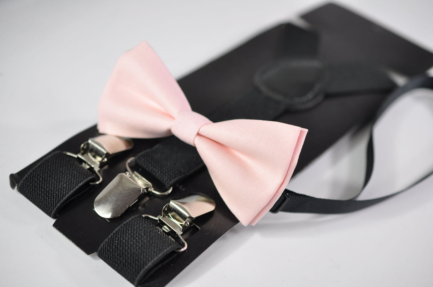 Baby Pink Light Pink Cotton Bow tie Bowtie + Black Elastic Suspenders Braces for Baby Infant Toddler / Kids Boy / Youth Teenage / Adult Men