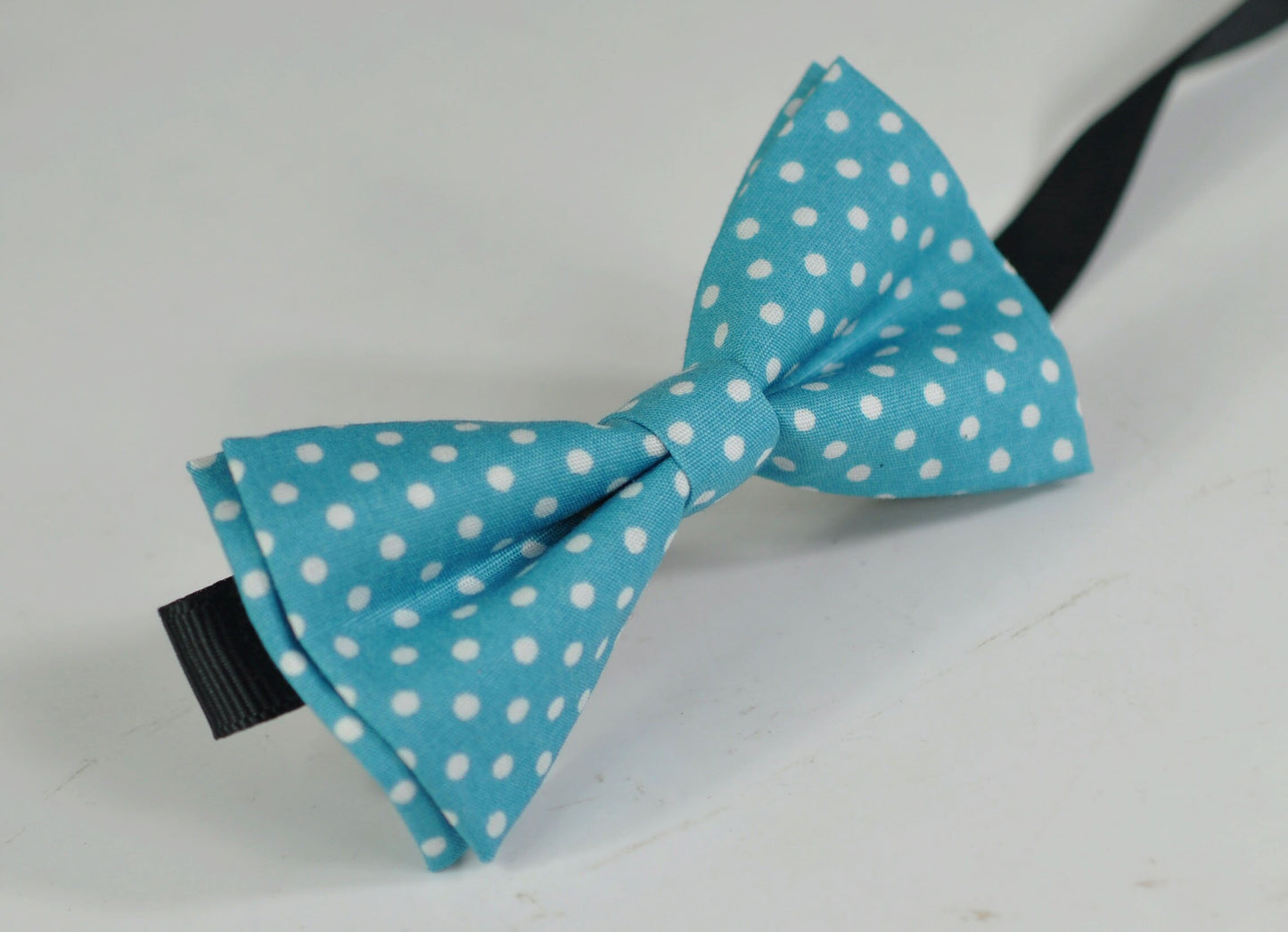 Spots & Stripes Coin Spot Dots Pattern Duck Egg Light Blue Cotton Bow tie for Baby infant Toddler /Page Boy Kids / Youth Teenage / Adult Men