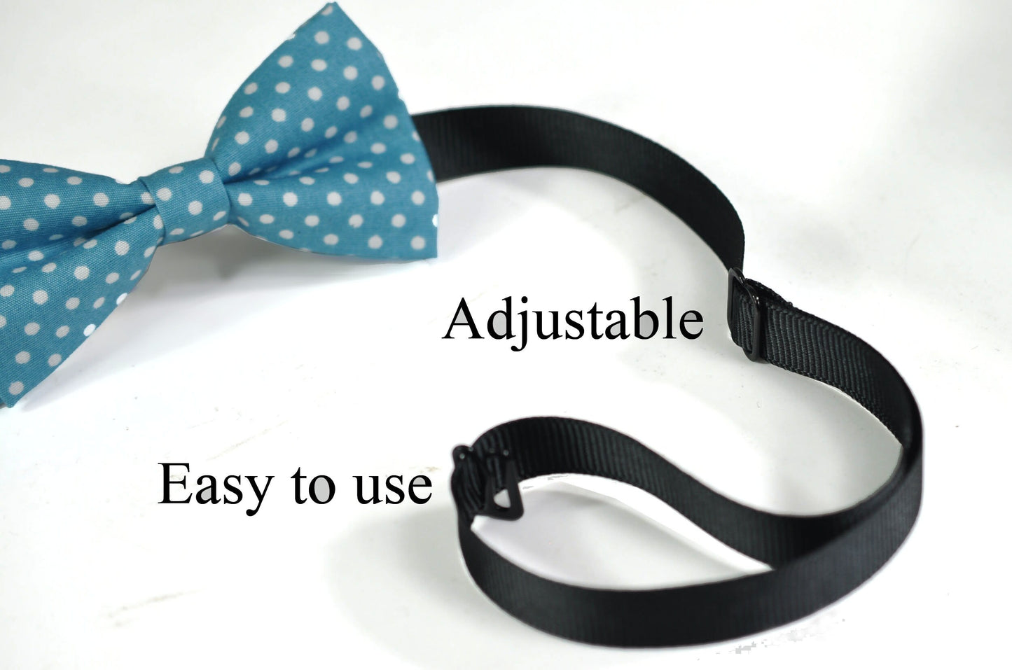 Spots & Stripes Dots Pattern Duck Egg Light Blue Bow tie + Navy Blue Elastic Braces Suspenders for Baby infant / Page Boy Kids / Youth