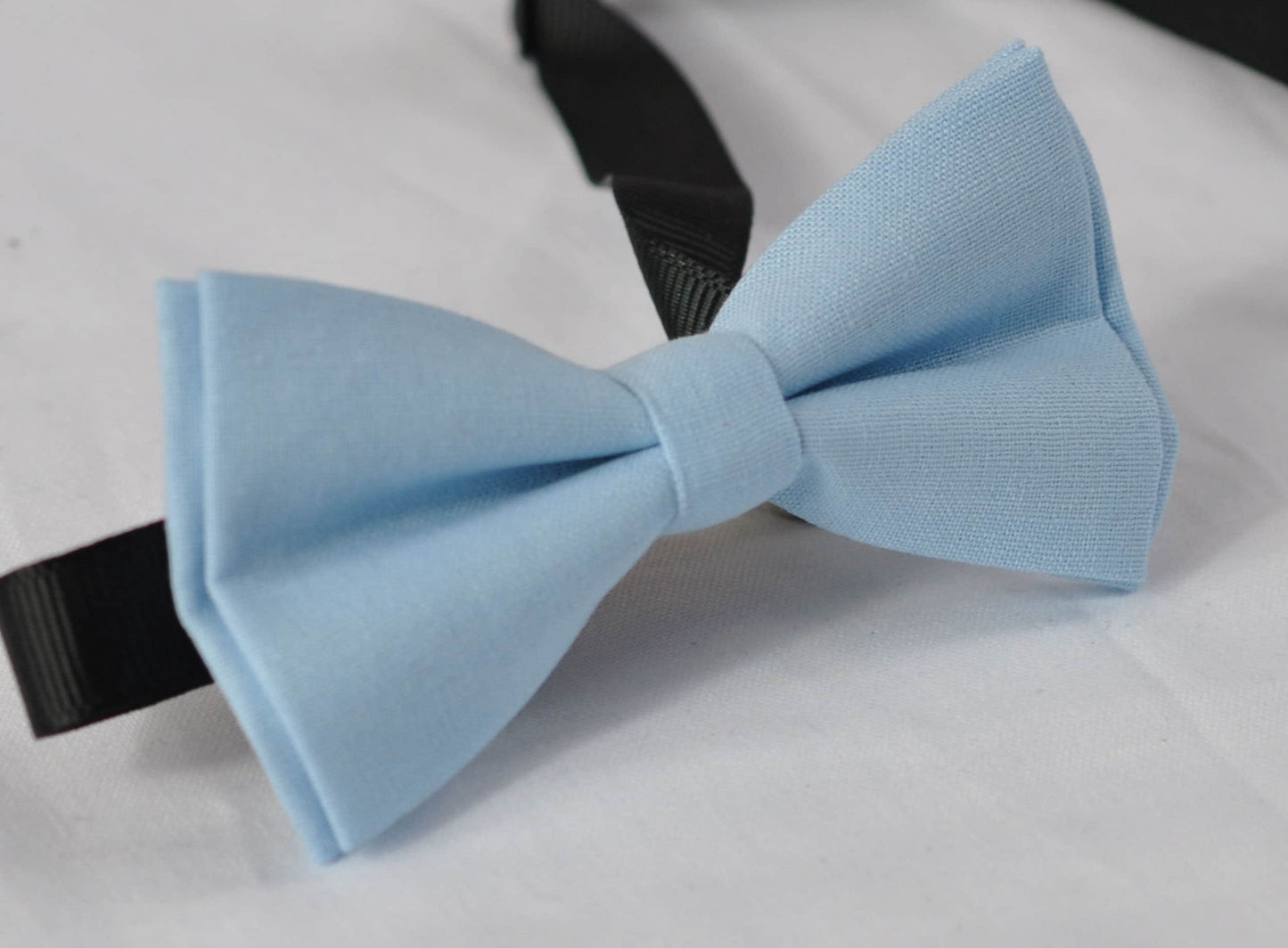 Boy Blue Light Blue Pale Blue Cotton Bow tie + White Elastic Suspenders Braces for Baby infant / Boy Kids Toddler / Youth Teenage / Men