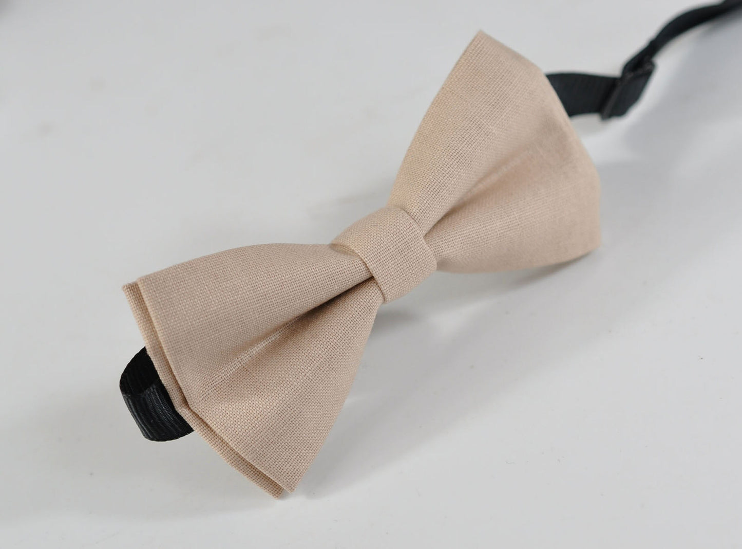 Sand Pale Brown Begie Cotton Bow tie + Tan Elastic Faux Leather Suspenders Braces for Baby Infant Toddler / Boy Kids / Youth Teenage
