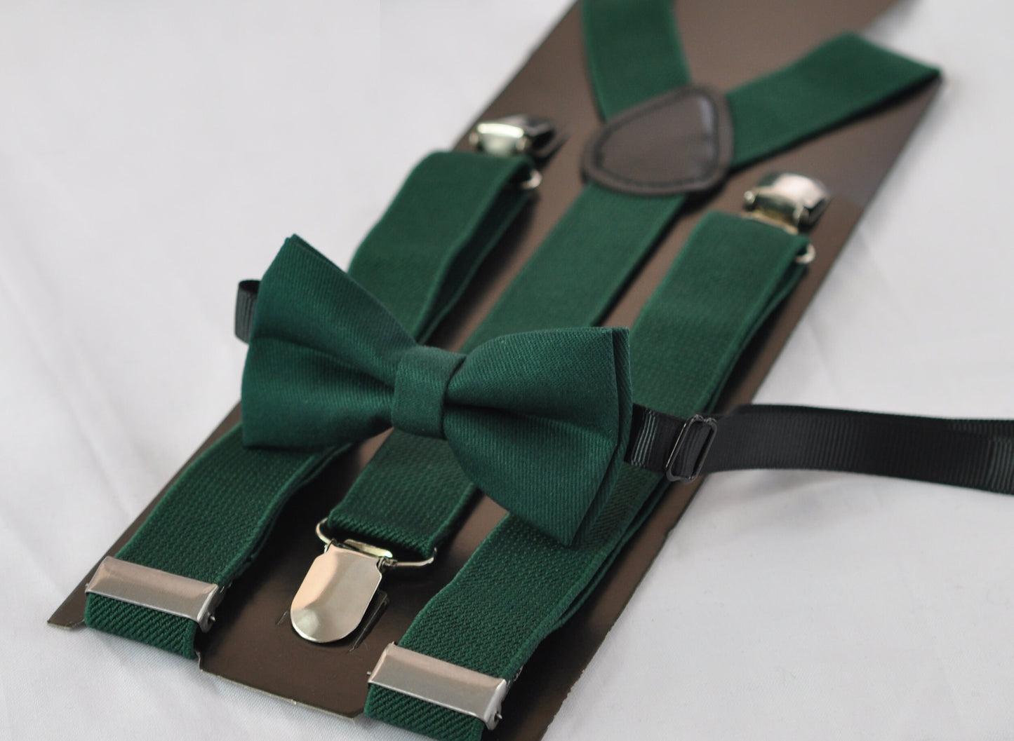 Dark Emerald Green / Burgundy Red Cotton Bow tie + matched Suspenders Braces for Baby infant Toddler / Boy Kids/ Youth Teenage / Men Wedding