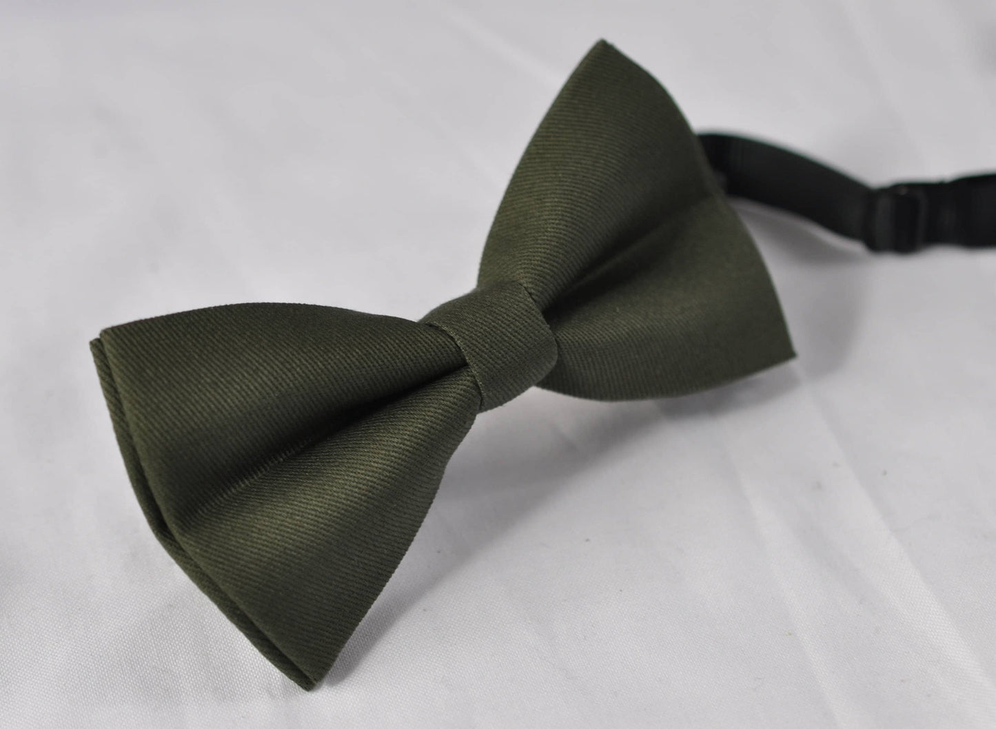 Olive Green Army Green Cotton Bow tie + Brown Skinny Faux Leather Suspenders Braces for Youth Teenage / Boy Kids / Baby Infant Toddler